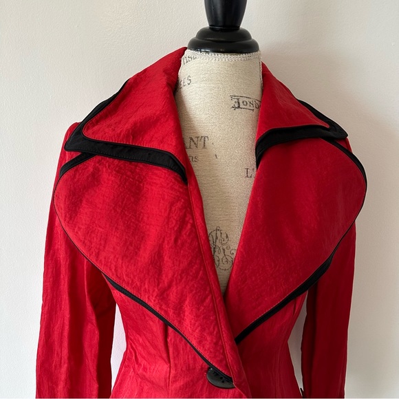 NWT Red Nylon Wired Collar Blazer Small - Picture 4 of 11